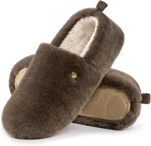 EverFoams Women's Closed Back Slippers Fuzzy Faux Wool Soft Lightweight Non Slip House Shoes