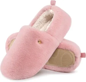 EverFoams Women's Closed Back Slippers Fuzzy Faux Wool Soft Lightweight Non Slip House Shoes