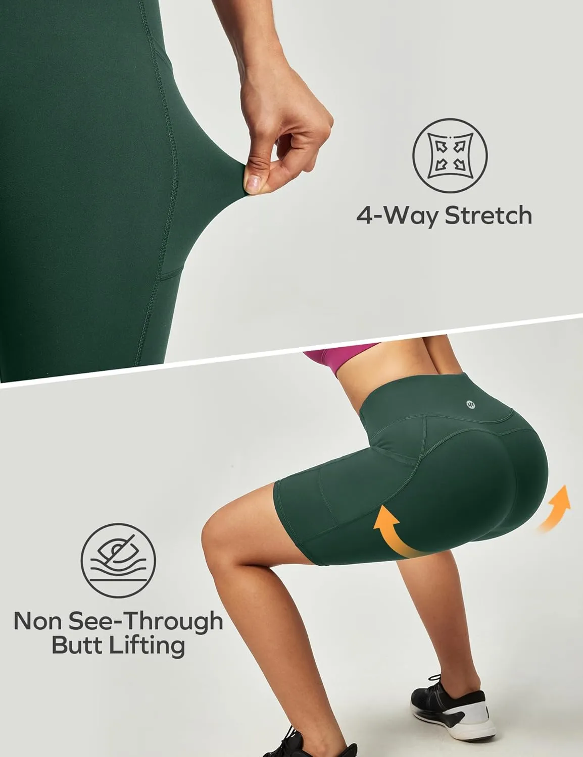 Ewedoos Biker Shorts Women Tummy Control Workout Shorts with 3 Pockets High Waisted Compression Gym Running Yoga Shorts Women