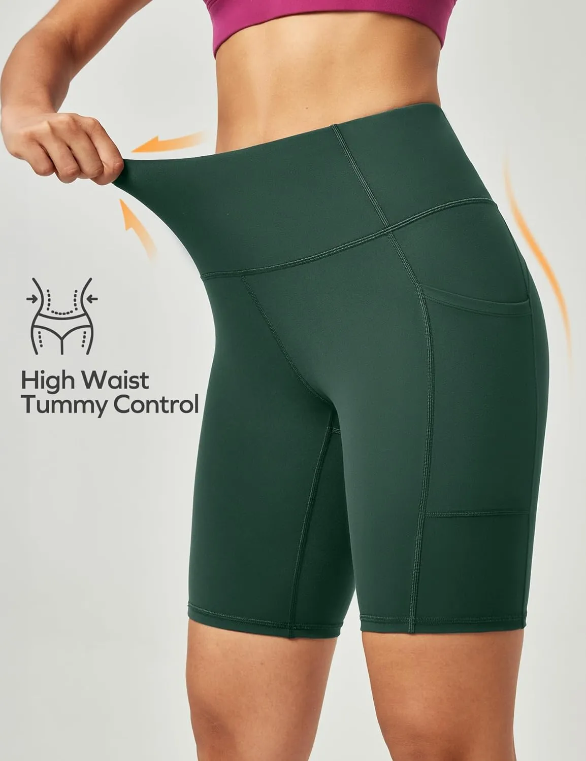 Ewedoos Biker Shorts Women Tummy Control Workout Shorts with 3 Pockets High Waisted Compression Gym Running Yoga Shorts Women