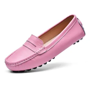 Express delivery Moccasins Practical Loafer Slip BEAUSEEN 6.5 Classic 2207 Pink Leather Shoes On Penny Comfort