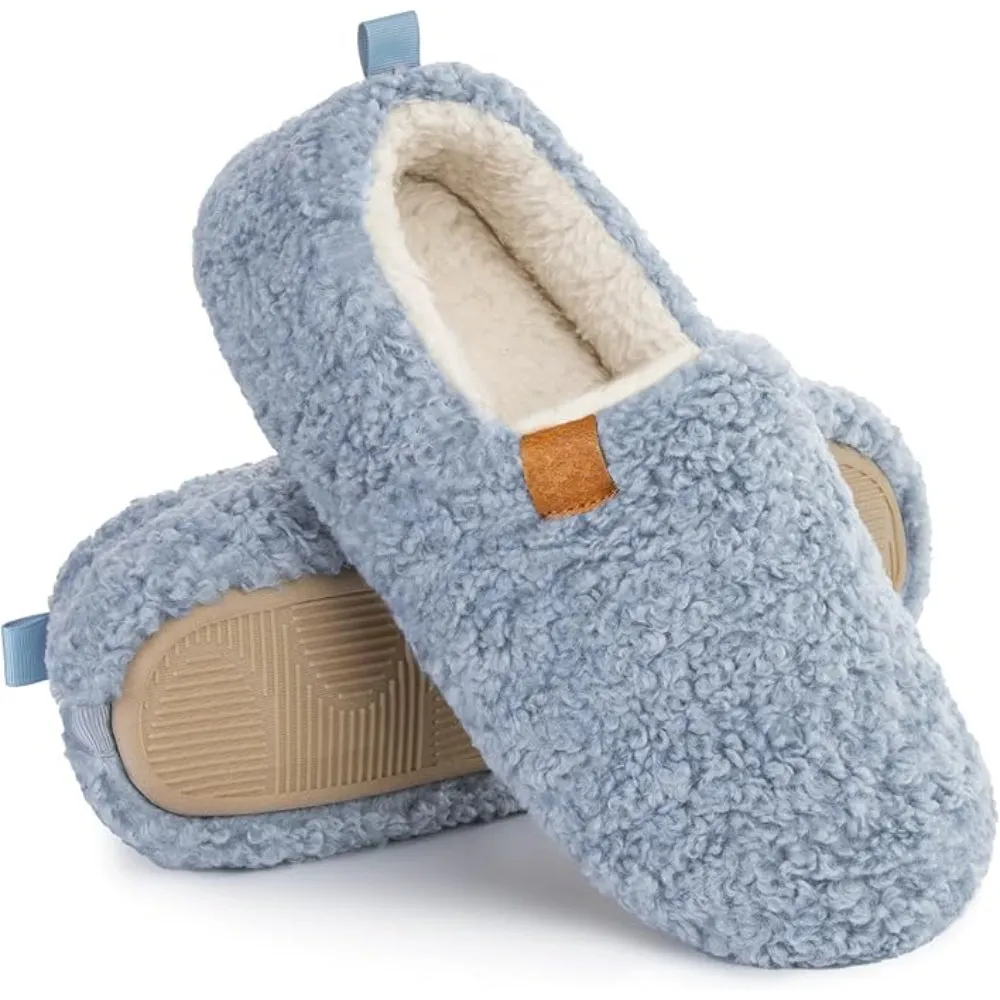 Faux Wool House Slippers With Memory Foam Cushioning