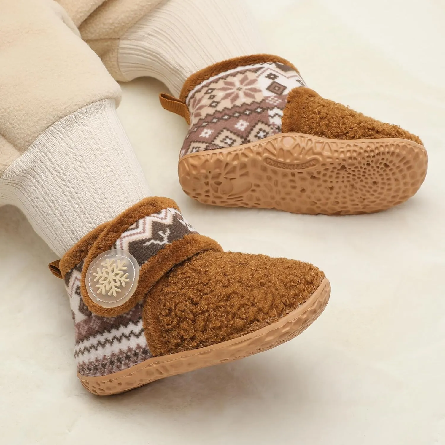 FEETCITY Baby Booties Girls Boys Infant Slippers First Walkers Shoes Warm Socks Newborn Crib Shoes