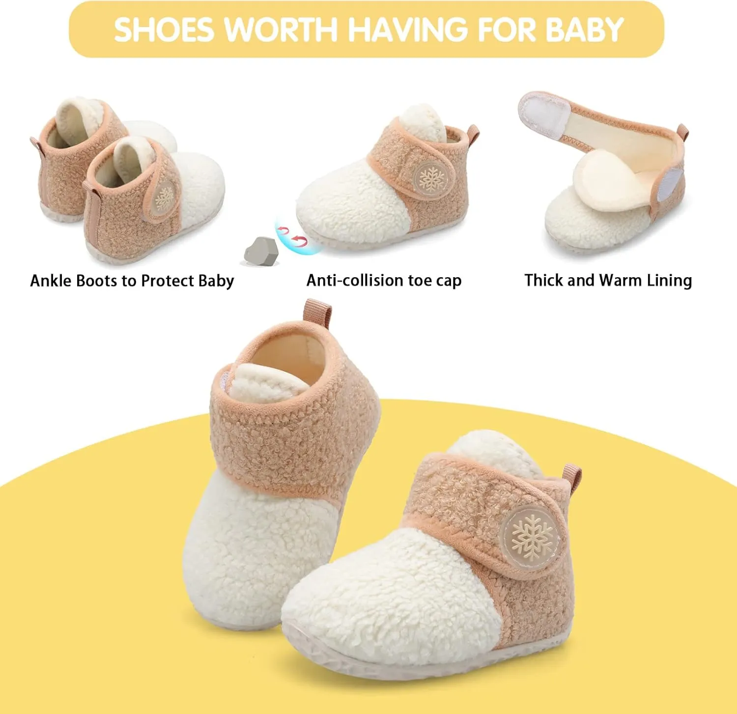 FEETCITY Baby Booties Girls Boys Infant Slippers First Walkers Shoes Warm Socks Newborn Crib Shoes