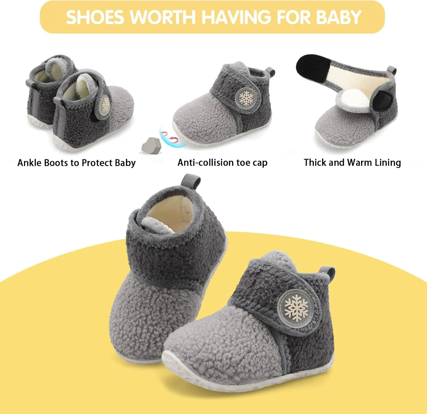 FEETCITY Baby Booties Girls Boys Infant Slippers First Walkers Shoes Warm Socks Newborn Crib Shoes