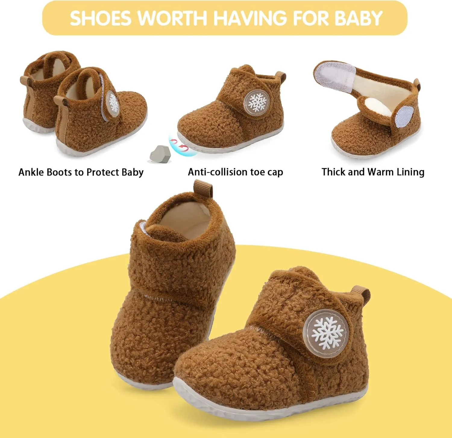 FEETCITY Baby Booties Girls Boys Infant Slippers First Walkers Shoes Warm Socks Newborn Crib Shoes