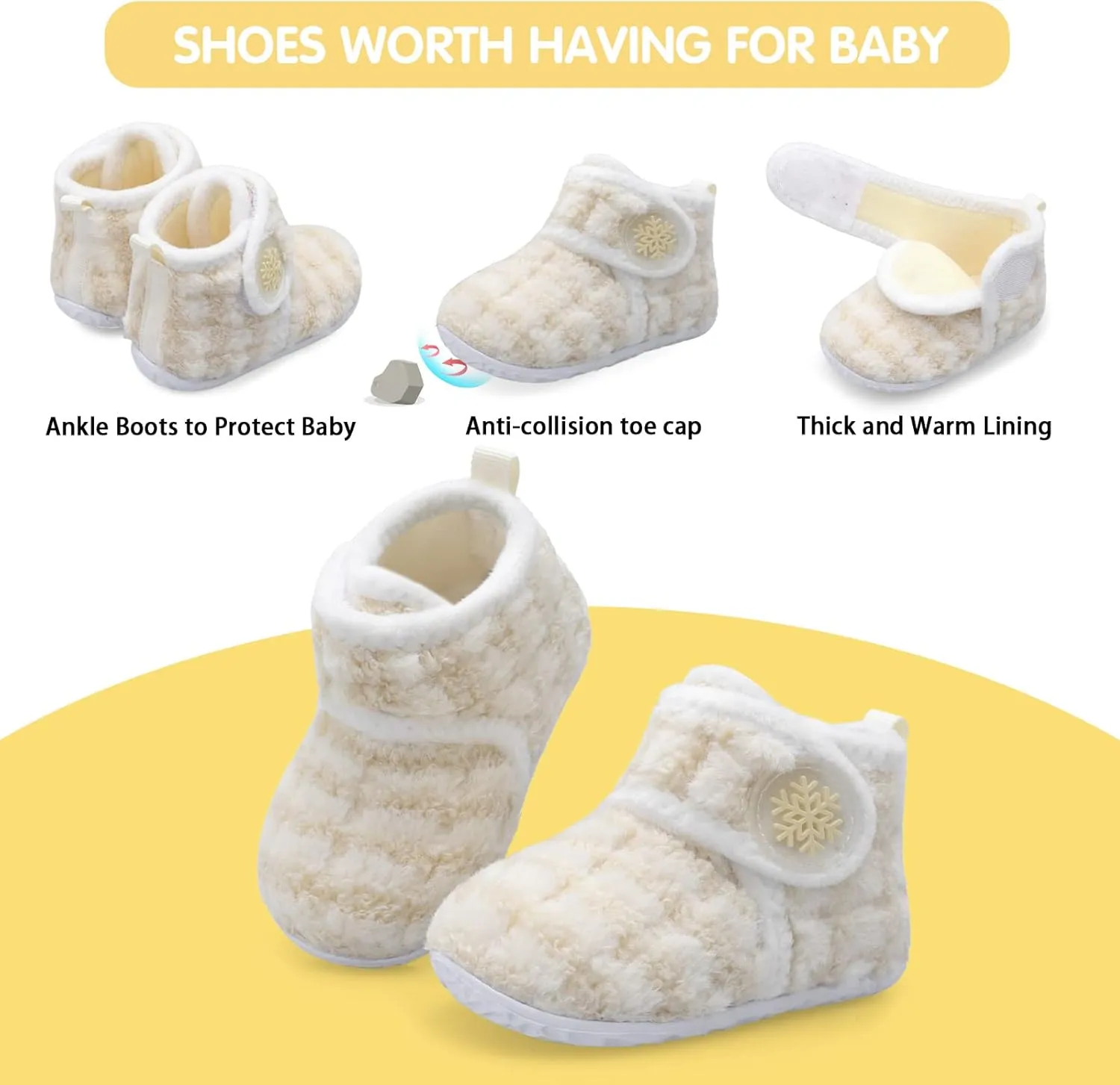FEETCITY Baby Booties Girls Boys Infant Slippers First Walkers Shoes Warm Socks Newborn Crib Shoes