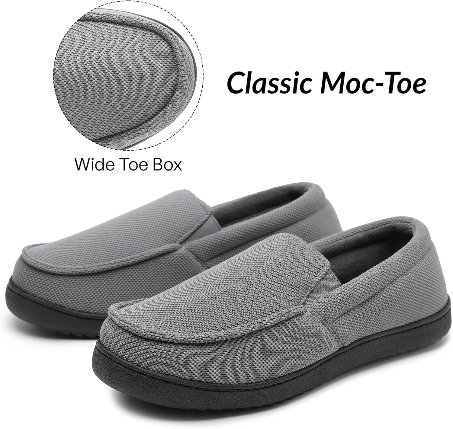 festooning Men's Slippers Soft Comfy Memory Foam Slip On Non-Slip Rubber Hardsole Slipper Indoor Outdoor Warm House Shoes