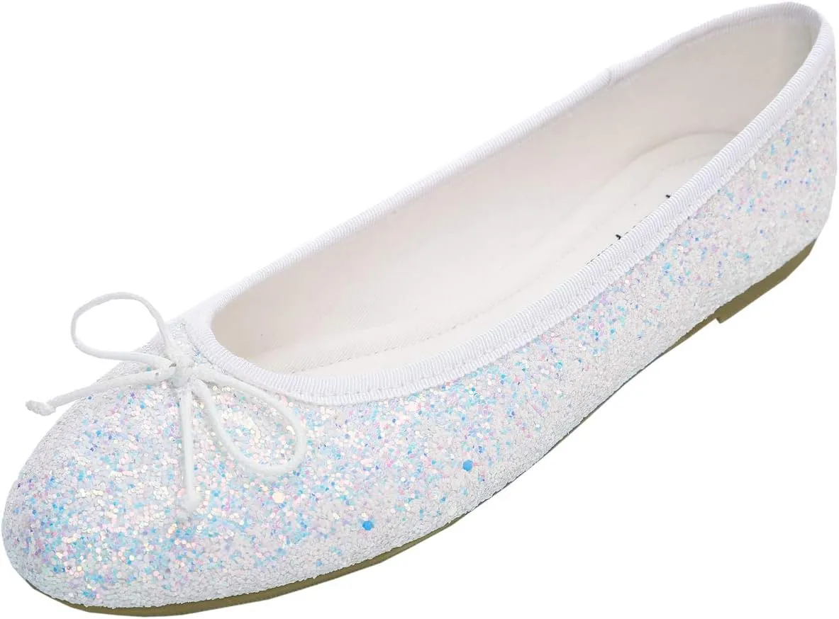 FEVERSOLE Women's Macaroon Colorful Memory Foam Cushion Insock Patent Ballet Flat