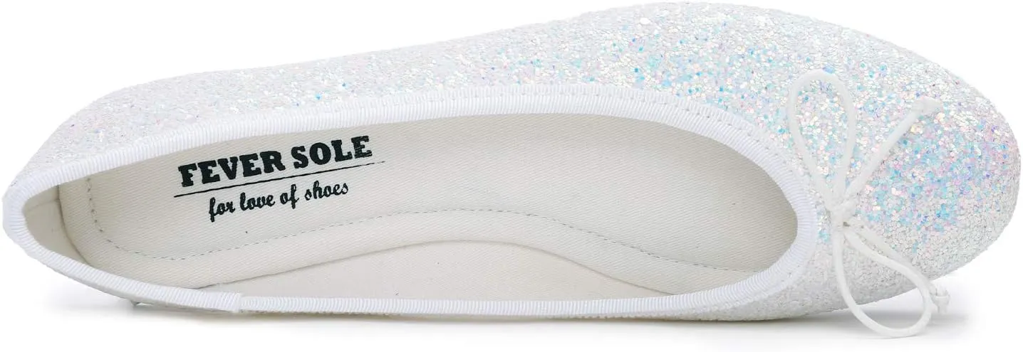 FEVERSOLE Women's Macaroon Colorful Memory Foam Cushion Insock Patent Ballet Flat