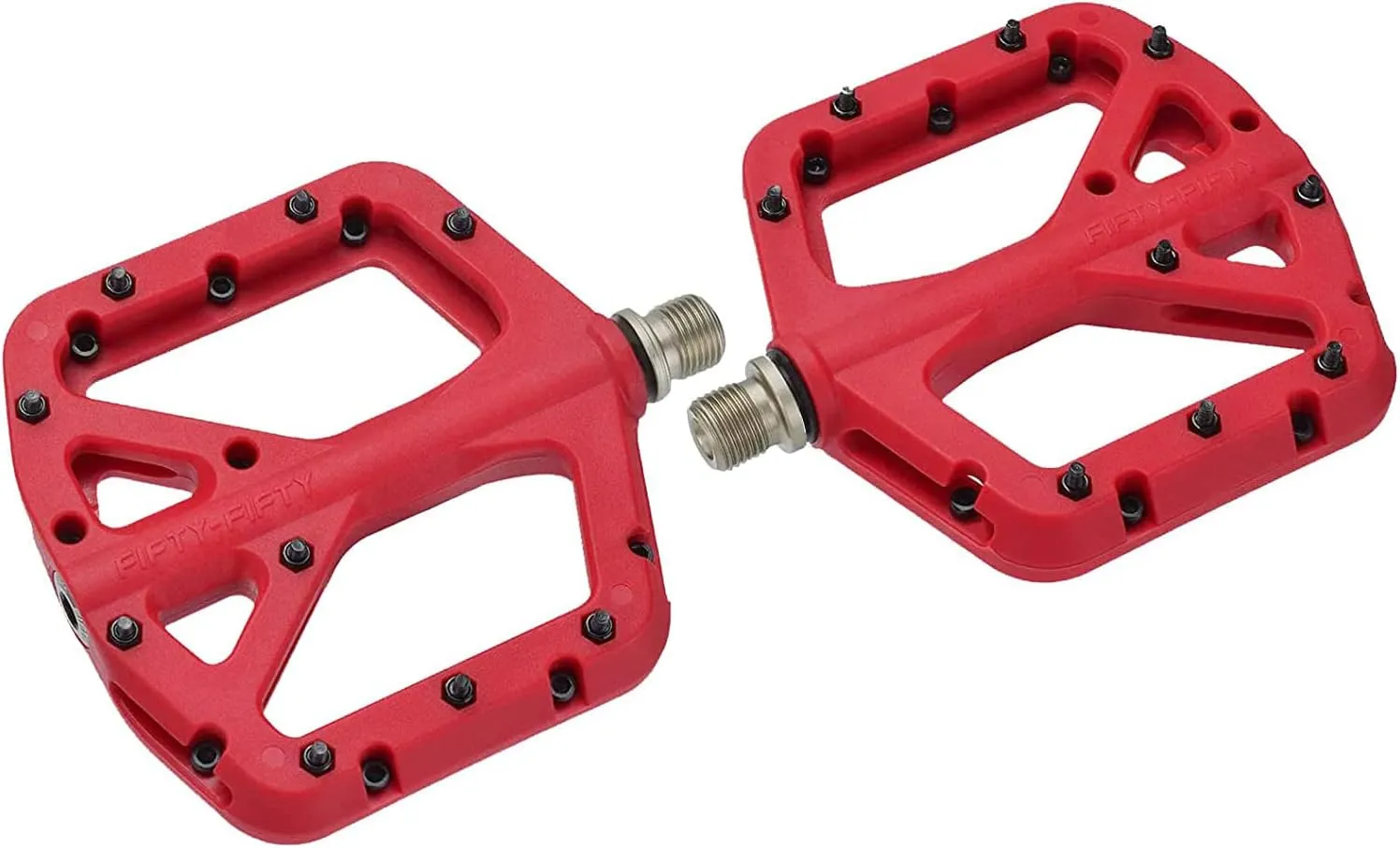 FIFTY-FIFTY Mountain Bike Pedals, Non-Slip MTB Nylon Composite, 9/16" Bicycle Pedals, Lightweight and Wide Flat Platform