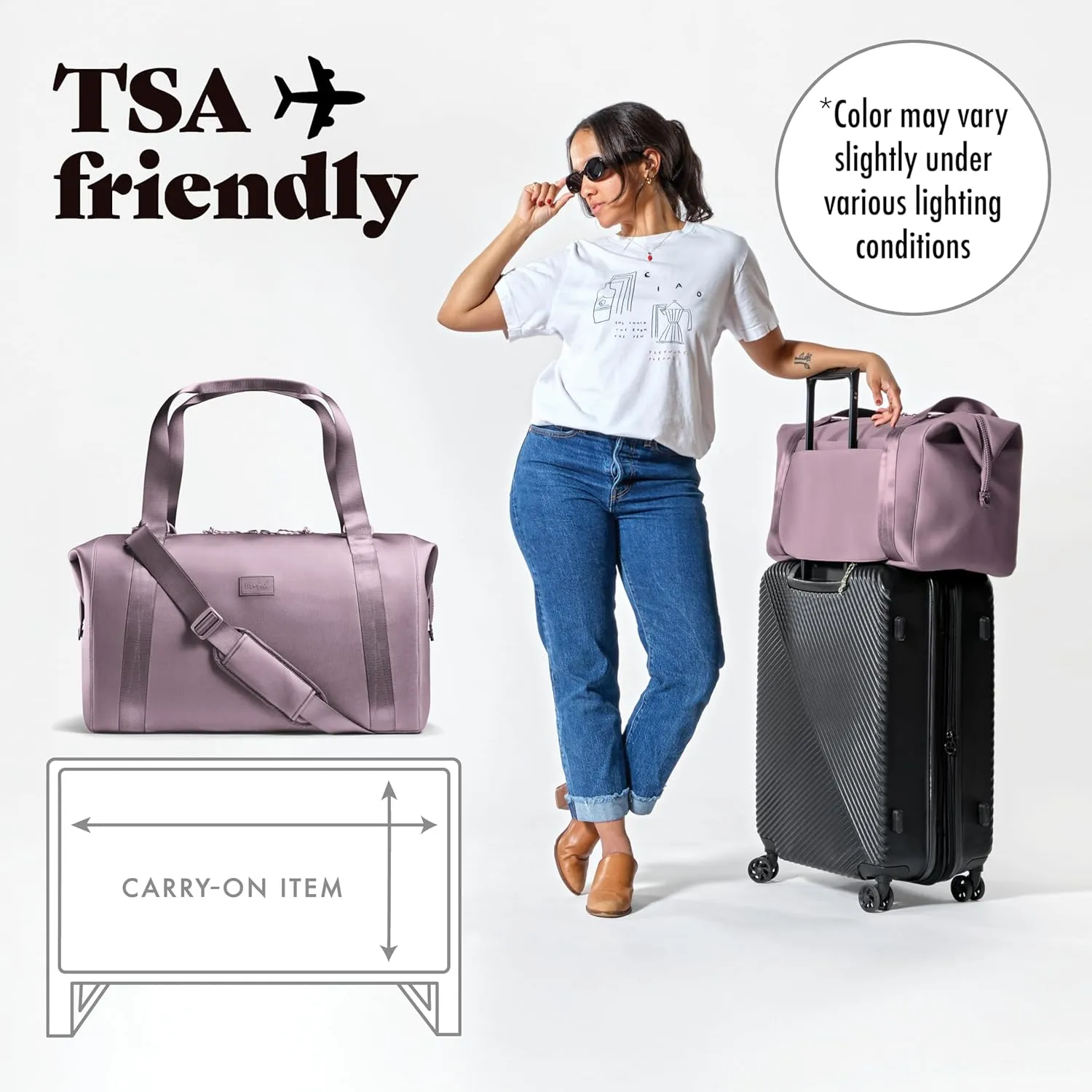 Fit & Fresh Premium Neoprene Weekender Bag With Trolley Sleeve - Large Overnight, Carry-on, Duffel, Gym, and Hospital Bag for Labor & Delivery