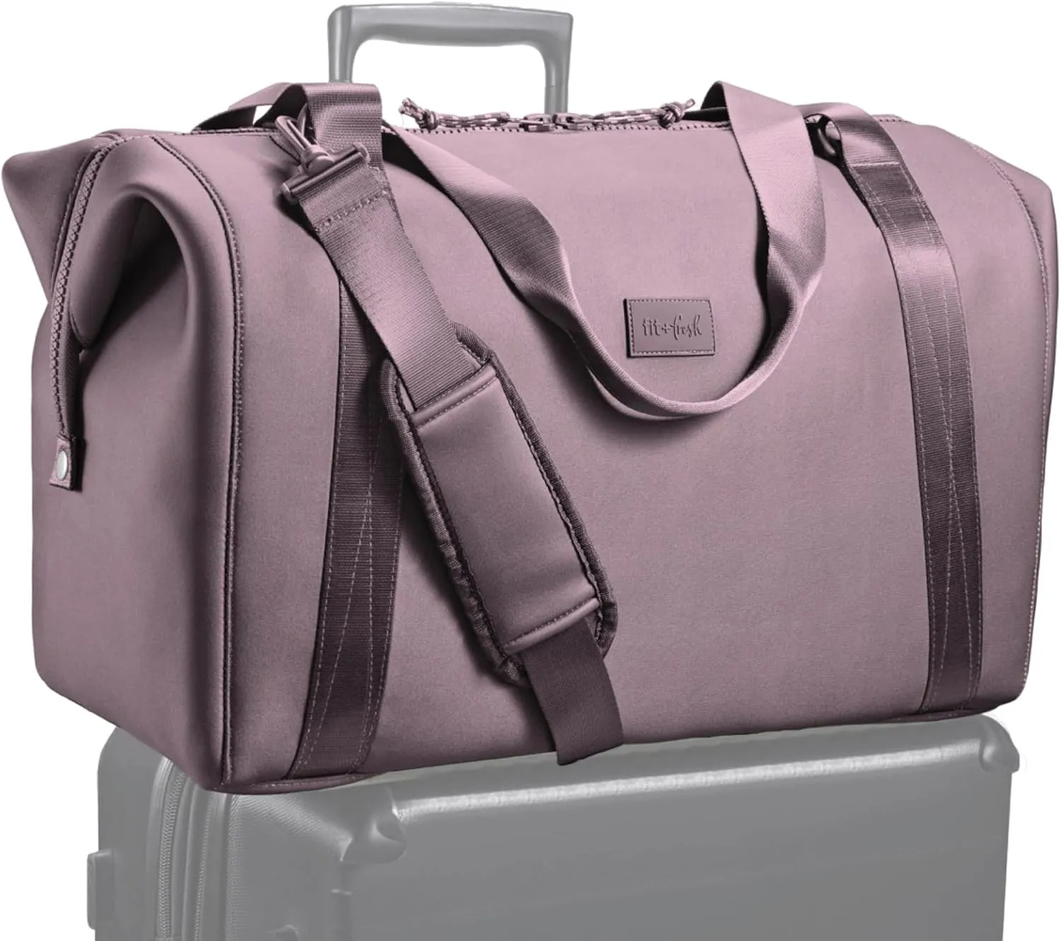 Fit & Fresh Premium Neoprene Weekender Bag With Trolley Sleeve - Large Overnight, Carry-on, Duffel, Gym, and Hospital Bag for Labor & Delivery