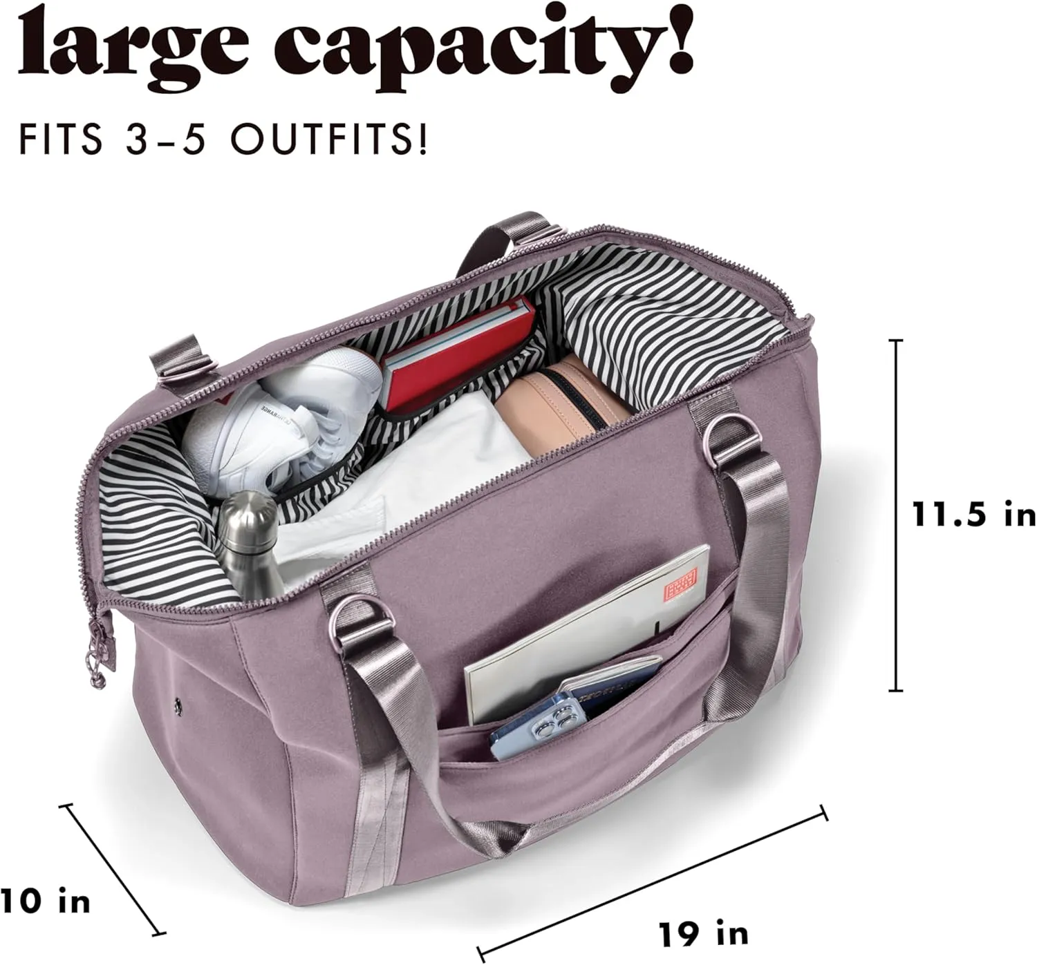 Fit & Fresh Premium Neoprene Weekender Bag With Trolley Sleeve - Large Overnight, Carry-on, Duffel, Gym, and Hospital Bag for Labor & Delivery
