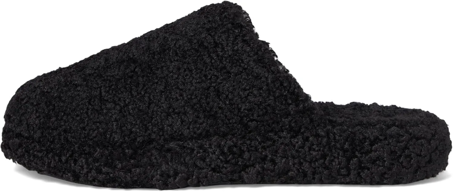 FitFlop iQushion D Luxe Padded Teddy Slipper Mules - Women's Fluffy Cozy House Shoes, Indoor Outdoor Slippers with Arch Support, Ultra Light Cushioning, Slip Resistant Rubber Sole