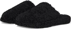 FitFlop iQushion D Luxe Padded Teddy Slipper Mules - Women's Fluffy Cozy House Shoes, Indoor Outdoor Slippers with Arch Support, Ultra Light Cushioning, Slip Resistant Rubber Sole