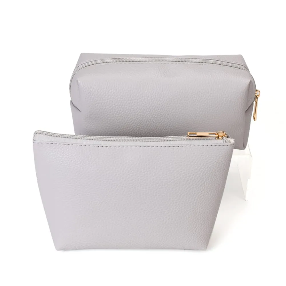 FITINI Makeup Bag Travel Large Toiletry Bag 3 Pack Portable Cosmetic Organizer Pouch with Small Brush Storage Case Gold Zipper Waterproof for Women and Girls,Gray