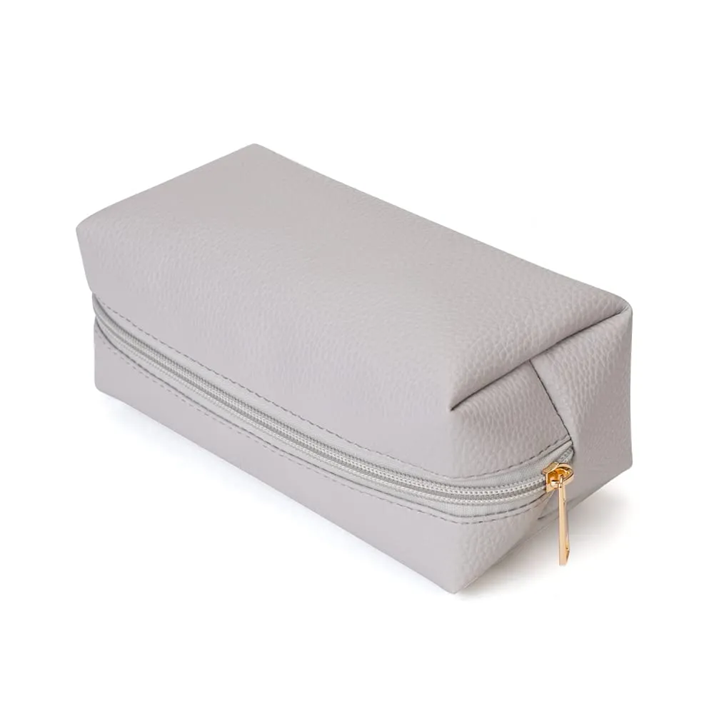 FITINI Makeup Bag Travel Large Toiletry Bag 3 Pack Portable Cosmetic Organizer Pouch with Small Brush Storage Case Gold Zipper Waterproof for Women and Girls,Gray