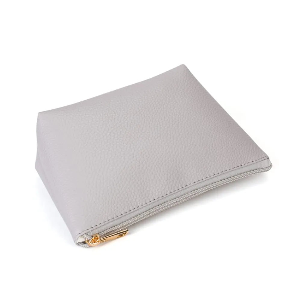 FITINI Makeup Bag Travel Large Toiletry Bag 3 Pack Portable Cosmetic Organizer Pouch with Small Brush Storage Case Gold Zipper Waterproof for Women and Girls,Gray