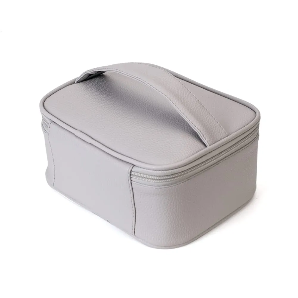 FITINI Makeup Bag Travel Large Toiletry Bag 3 Pack Portable Cosmetic Organizer Pouch with Small Brush Storage Case Gold Zipper Waterproof for Women and Girls,Gray