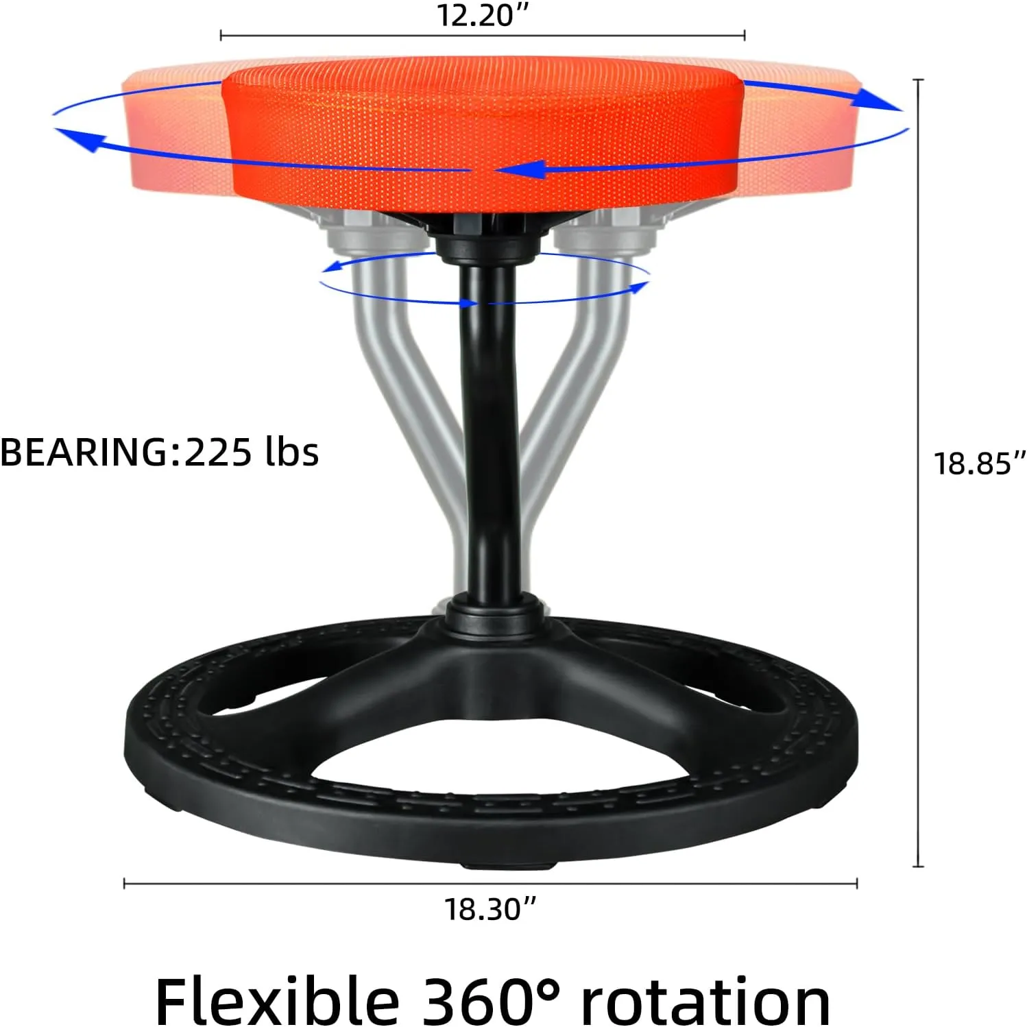Fitness Seat, ADHD Chair Stool for Stability, Balance, Yoga, Office, School, Wellness, Active Sitting with Non-Slip Base and Washable Seat Cover