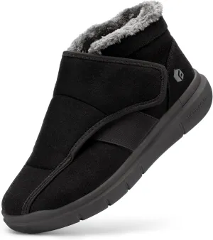 FitVille Diabetic Shoes for Men Extra Wide Width, Warm Slip-on Winter Slipper Boots with Adjustable Closures, Snow Boots for Swollen Feet, Neuropathy