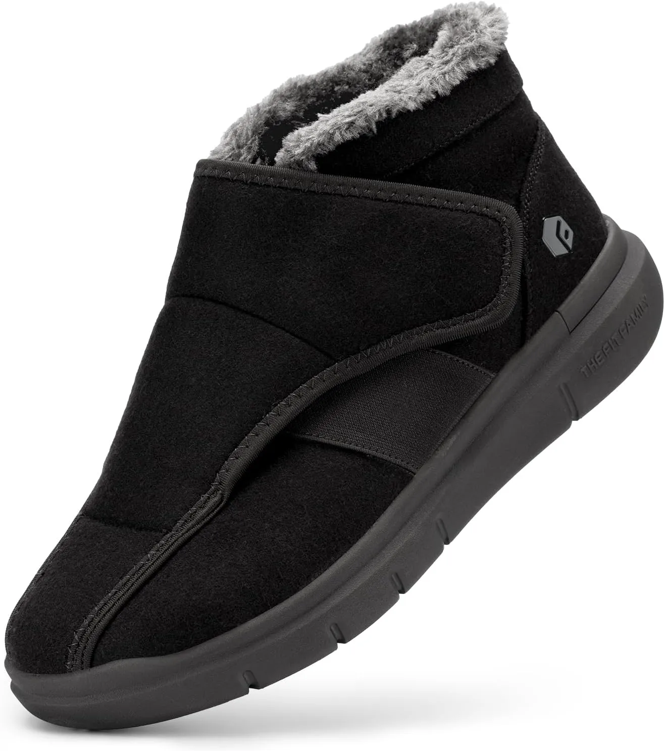 FitVille Diabetic Shoes for Men Extra Wide Width, Warm Slip-on Winter Slipper Boots with Adjustable Closures, Snow Boots for Swollen Feet, Neuropathy