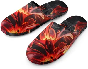 Flame Flower Women's Memory Foam Slippers Non-Slip Washable House Shoes for Indoor Outdoor