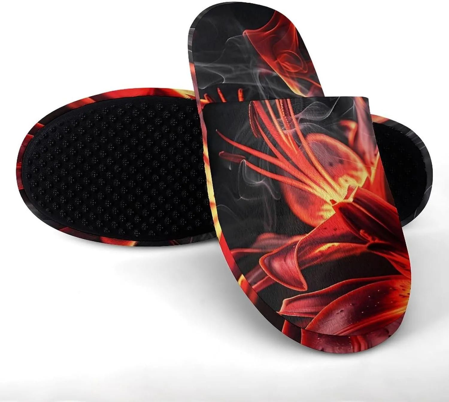 Flame Flower Women's Memory Foam Slippers Non-Slip Washable House Shoes for Indoor Outdoor