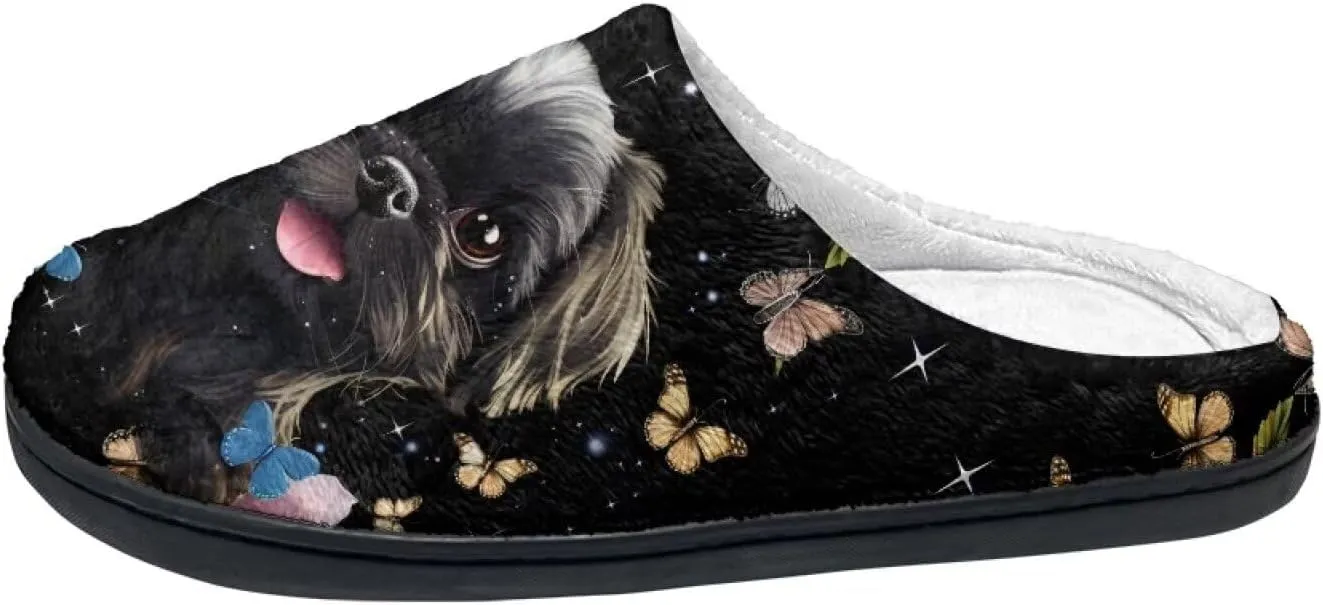 Flannel Fluffy Slippers, Cozy Warm Scuff Slippers for Women and Men, Anti-Skid Home Slippers for Walking