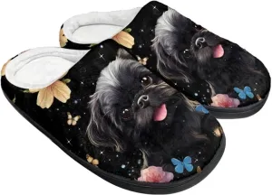 Flannel Fluffy Slippers, Cozy Warm Scuff Slippers for Women and Men, Anti-Skid Home Slippers for Walking