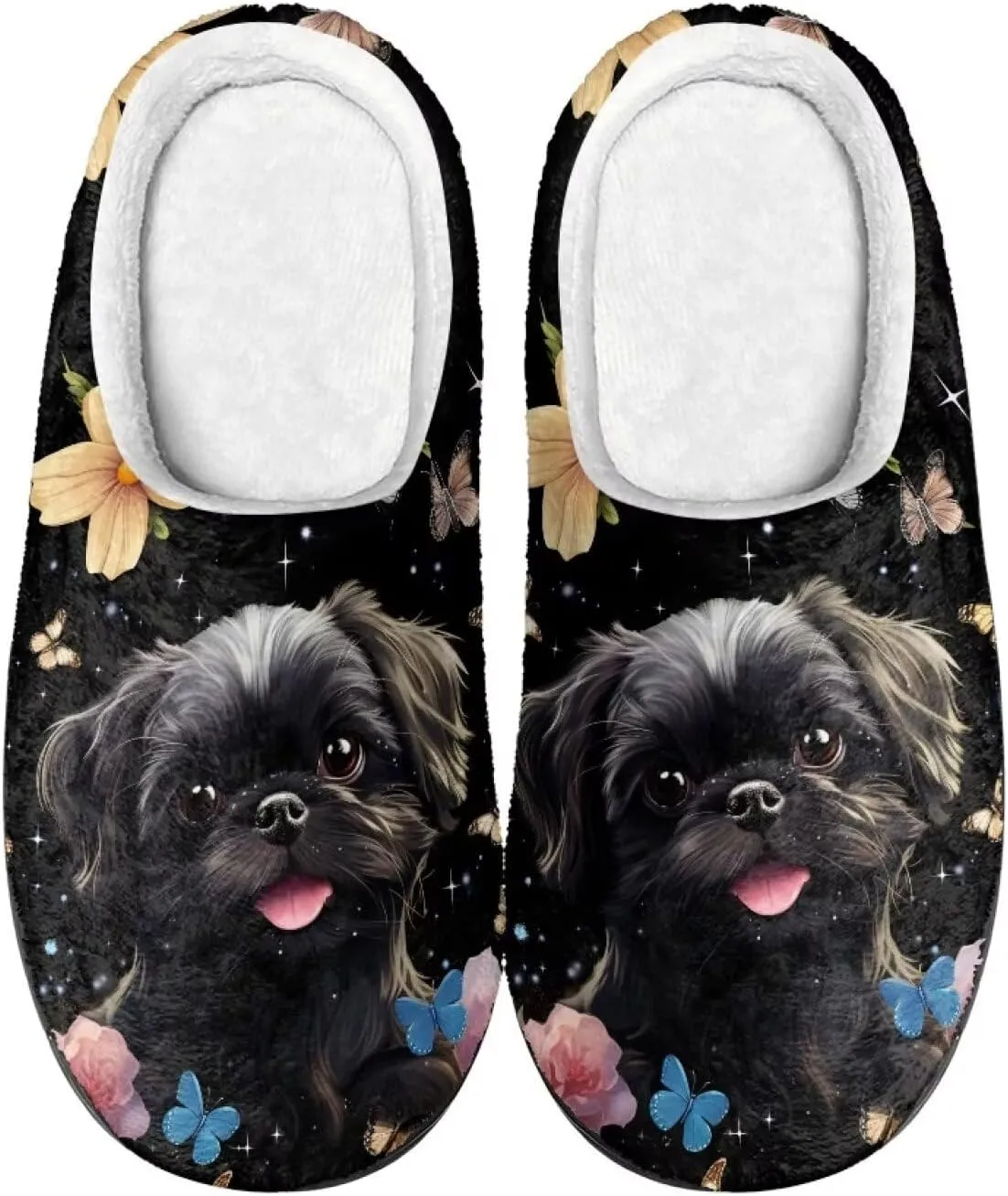 Flannel Fluffy Slippers, Cozy Warm Scuff Slippers for Women and Men, Anti-Skid Home Slippers for Walking