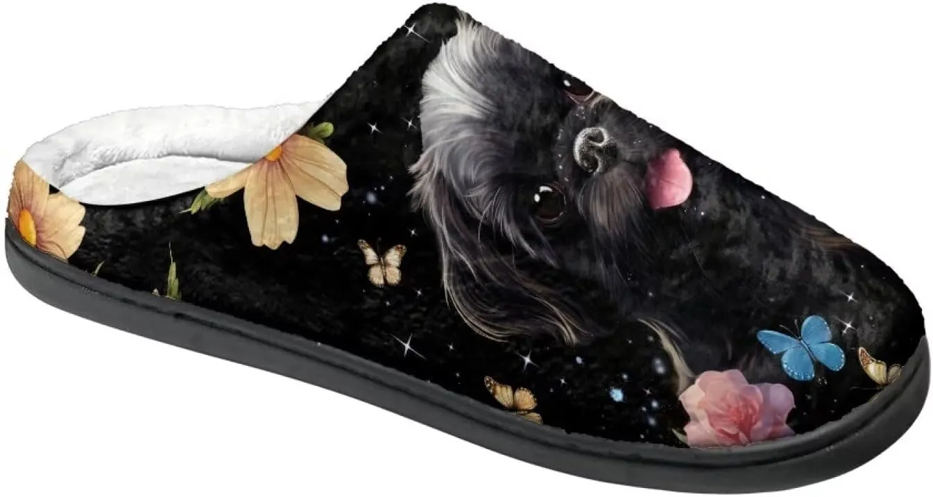Flannel Fluffy Slippers, Cozy Warm Scuff Slippers for Women and Men, Anti-Skid Home Slippers for Walking
