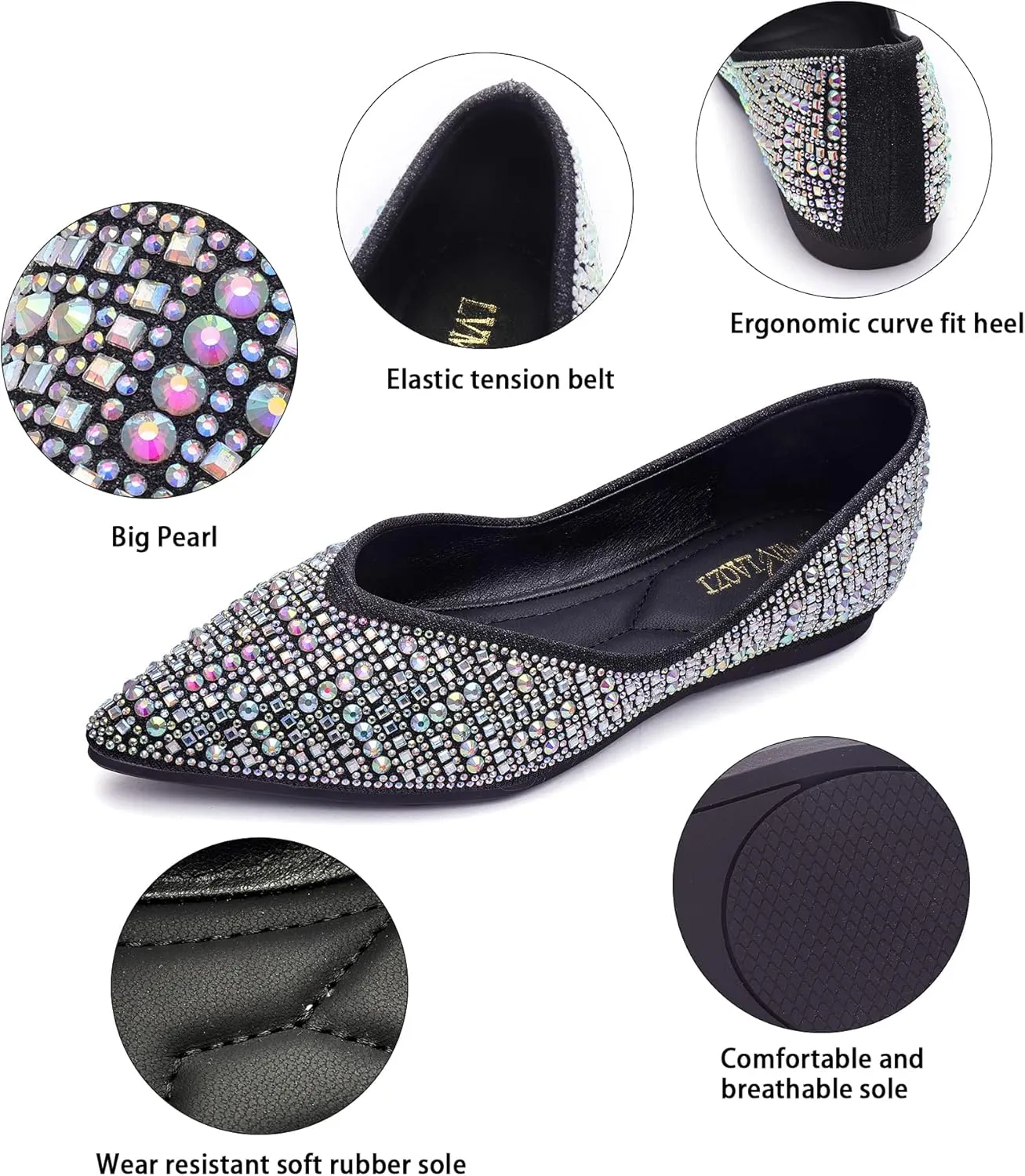 Flats for Women Pointed Toe Fashion Wedding Shoes Work Casual Slip-On Dress Shoes Women Comfortable Dressy Flat