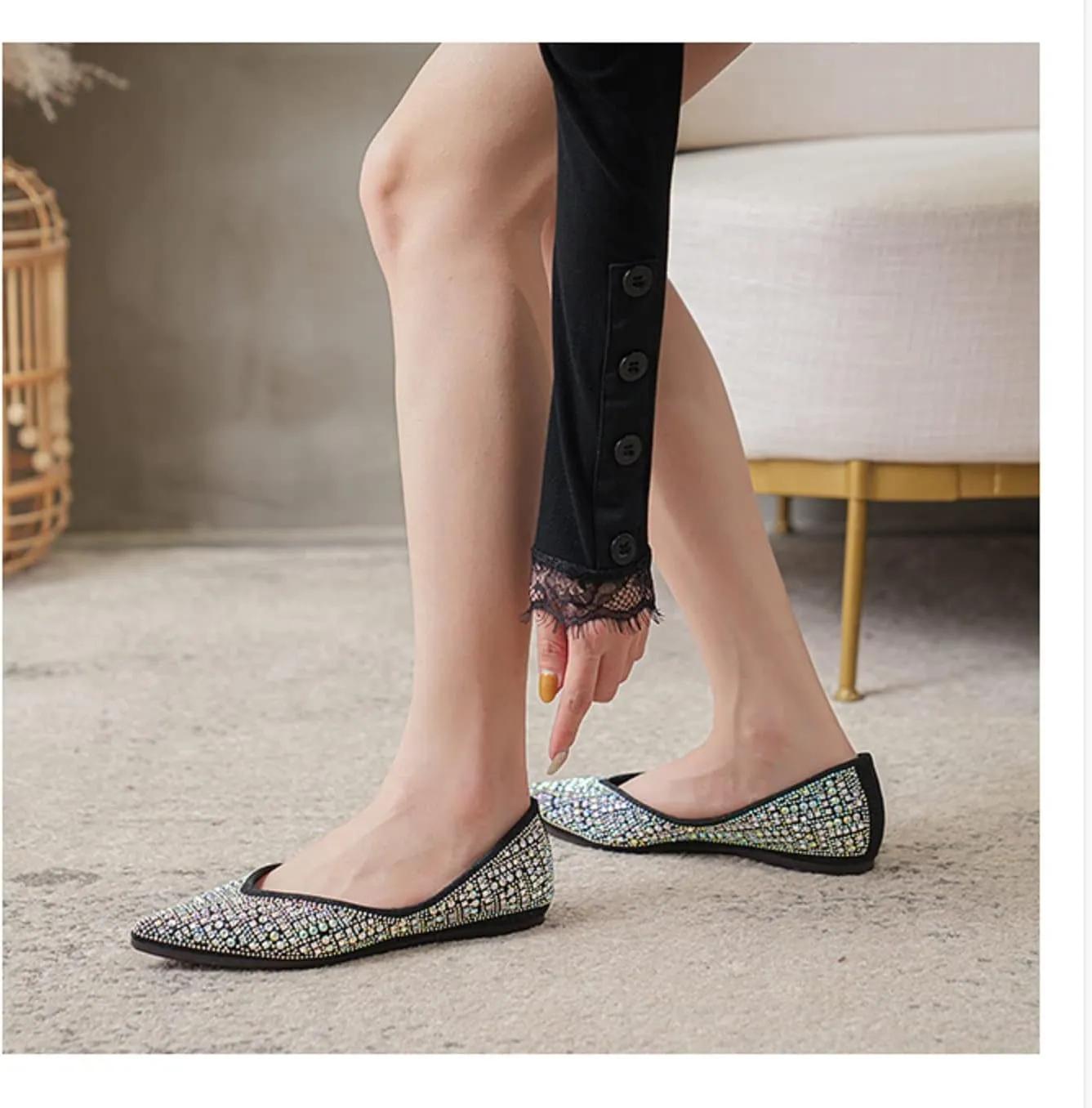 Flats for Women Pointed Toe Fashion Wedding Shoes Work Casual Slip-On Dress Shoes Women Comfortable Dressy Flat