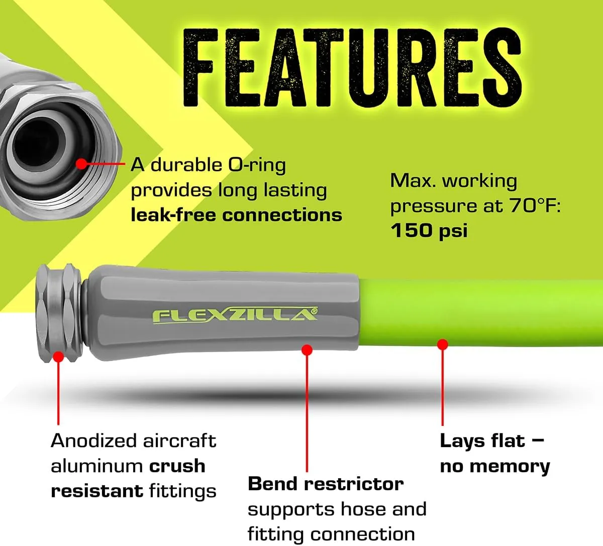 Flexzilla Garden Hose 5/8 in. x 75 ft, Heavy Duty, Lightweight, Durable, ZillaGreen - HFZG575YW-E