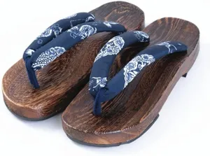 Flip Flops Flat Clogs Slippers,Two-Teeth Japanese Traditional Round Toe Unisex Slipper Comfortable Non-Slip Shoes Indoor and Outdoor Sandals(Size:EU 46,Color:Blue A)