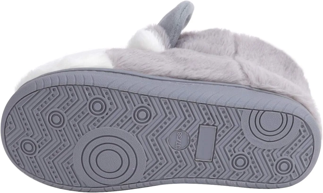 Fluffy Christmas Deer Slipper Plush Boots Ladies Indoor Outdoor Ankle Bootie Thermal Warm Shoes for Girls Women Fleece Lining Thicken Cotton Slippers Anti-Slip Sole Winter Booties Cosy Home Boots