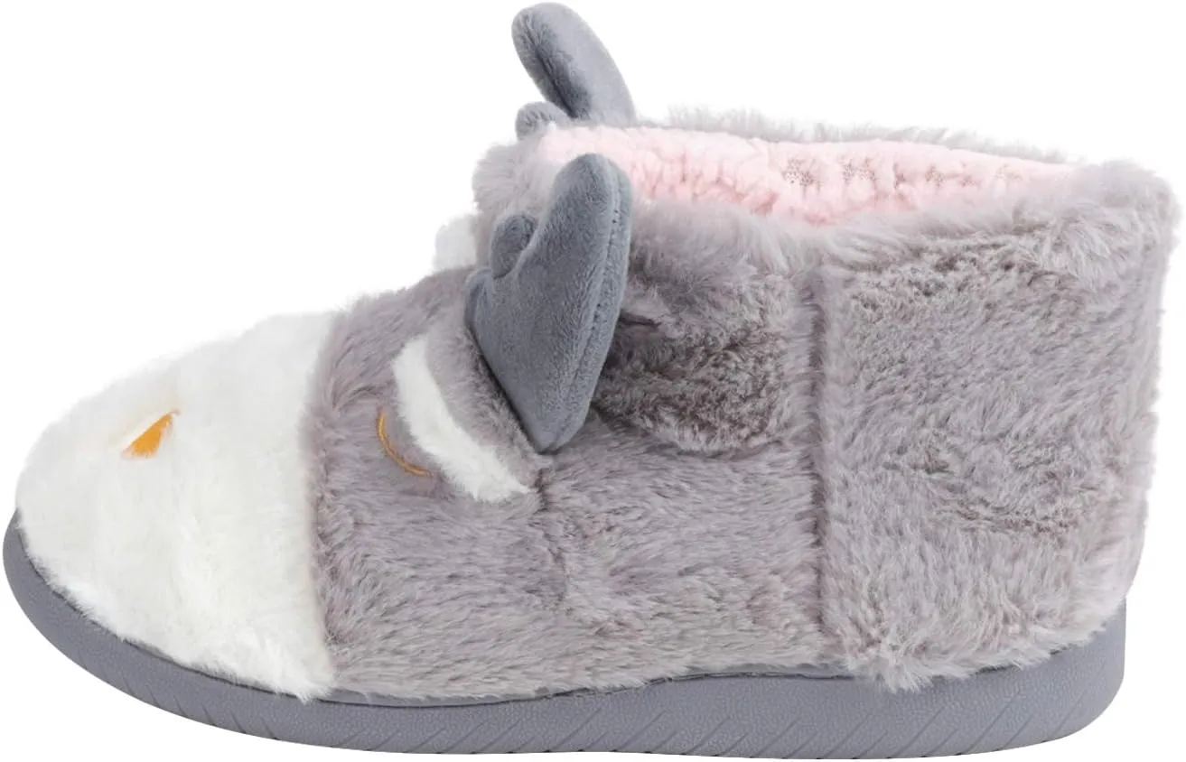 Fluffy Christmas Deer Slipper Plush Boots Ladies Indoor Outdoor Ankle Bootie Thermal Warm Shoes for Girls Women Fleece Lining Thicken Cotton Slippers Anti-Slip Sole Winter Booties Cosy Home Boots