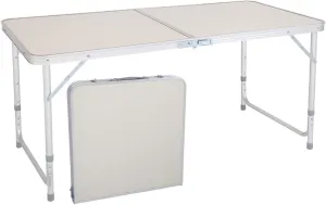 Folding Camping Table, Aluminum Height Adjustable Lightweight Desk Portable Handle, Roll Up Top Weatherproof and Rust Resistant Table for Outdoor Picnic Beach Backyard, White (4 FT)