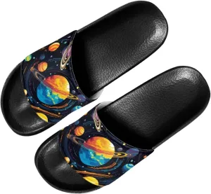 Forchrinse Black Cat Music Note Womens Causal Slide Sandals,Soft Non Slip Open Toe Slippers Flip Flop EVA Flat Sandals