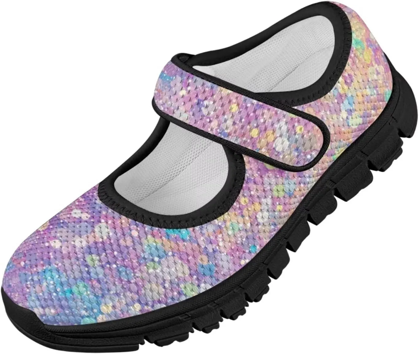 Forchrinse Bling Bling Print Girls Mary Jane Flat,Toddle Sliver Shining Print Dress Shoes Ballet Flat for Flower Girls Costume Party Dress Shoes,Causal Back to School Shoes,Size 11-2.5