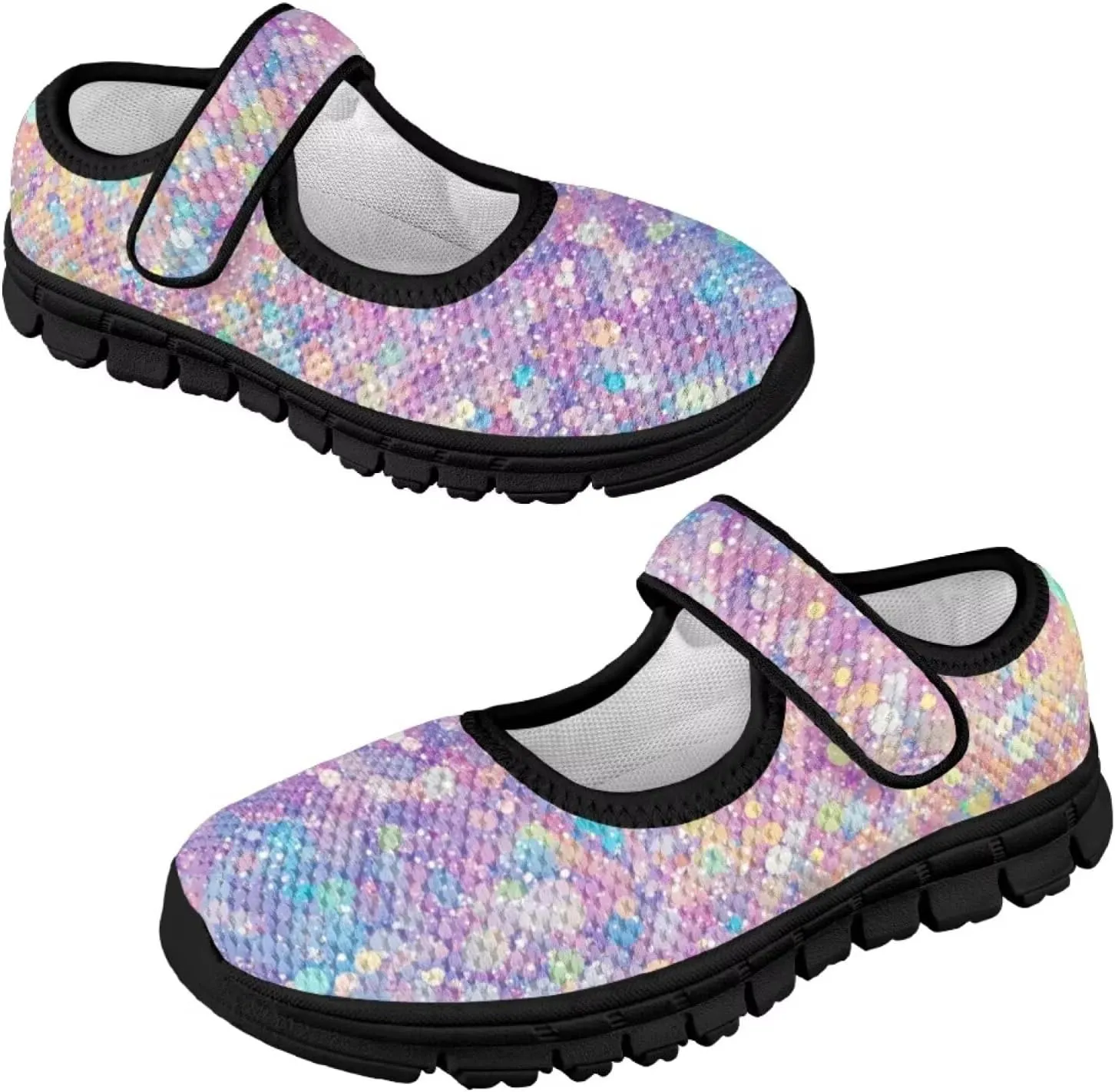 Forchrinse Bling Bling Print Girls Mary Jane Flat,Toddle Sliver Shining Print Dress Shoes Ballet Flat for Flower Girls Costume Party Dress Shoes,Causal Back to School Shoes,Size 11-2.5
