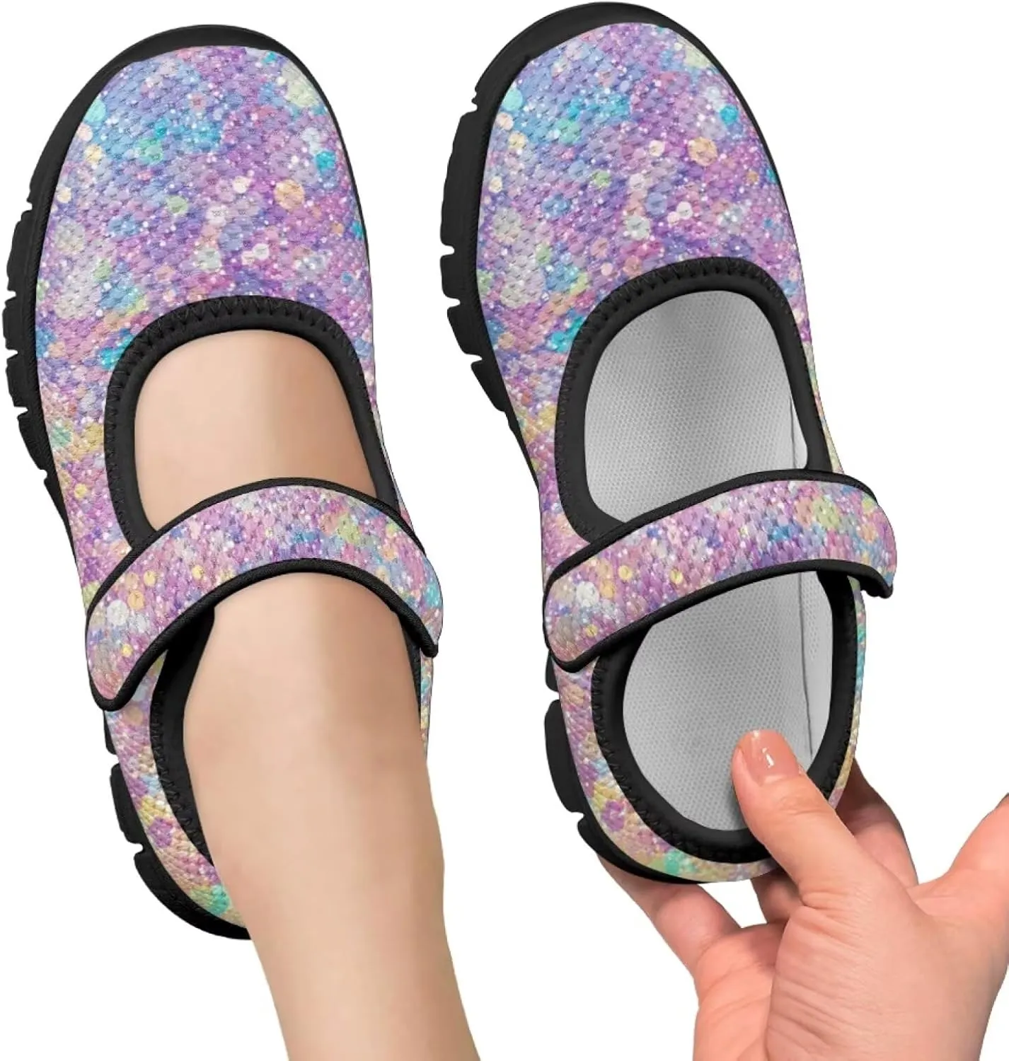 Forchrinse Bling Bling Print Girls Mary Jane Flat,Toddle Sliver Shining Print Dress Shoes Ballet Flat for Flower Girls Costume Party Dress Shoes,Causal Back to School Shoes,Size 11-2.5
