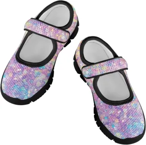 Forchrinse Bling Bling Print Girls Mary Jane Flat,Toddle Sliver Shining Print Dress Shoes Ballet Flat for Flower Girls Costume Party Dress Shoes,Causal Back to School Shoes,Size 11-2.5