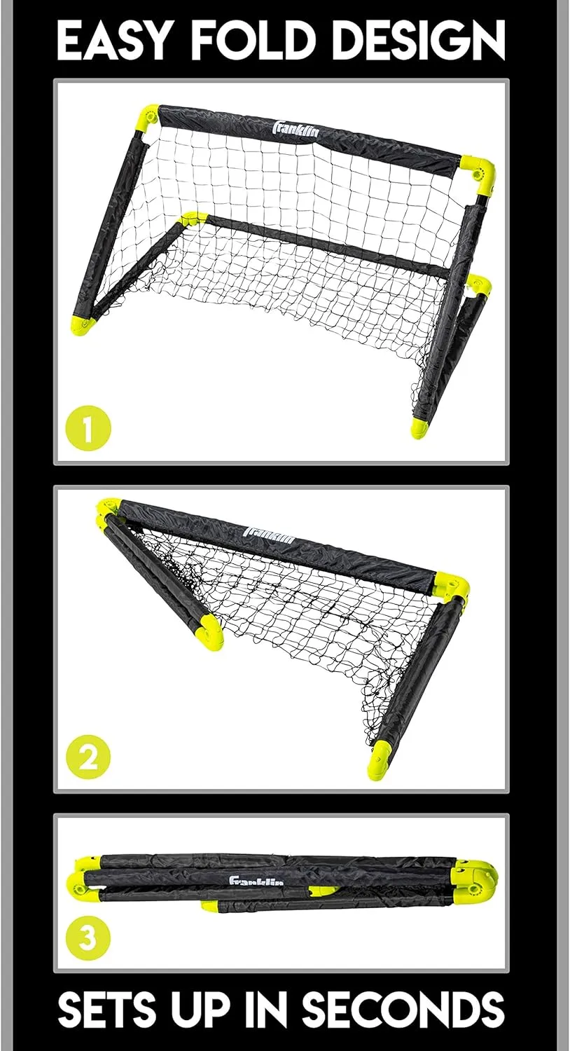 Franklin Sports Kids Mini Soccer Goal Set - Backyard   Indoor Mini Net and Ball Set with Pump - Portable Folding Youth Soccer Goal - Perfect Kids Toy - 36" x 24"