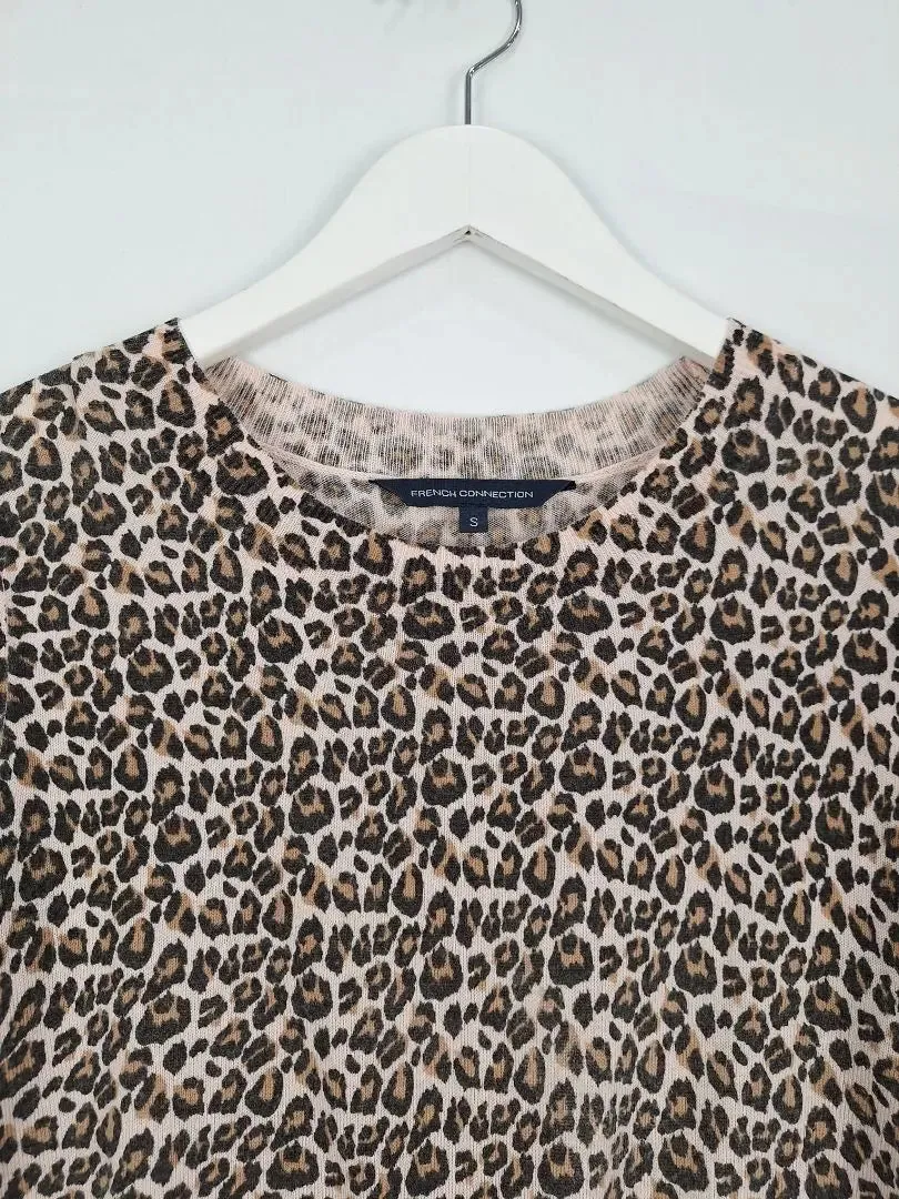 French Connection Blush Leopard Lightweight Jumper Size S
