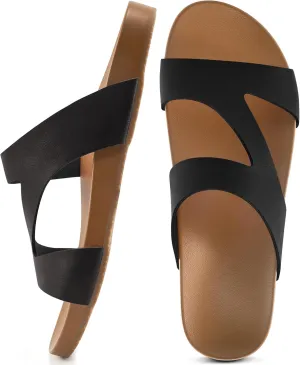 FUDYNMALC Women Orthopedic Slides Sandals: Comfortable Arch Support Shoes Summer Dressy Flat Slip On Walking Slippers