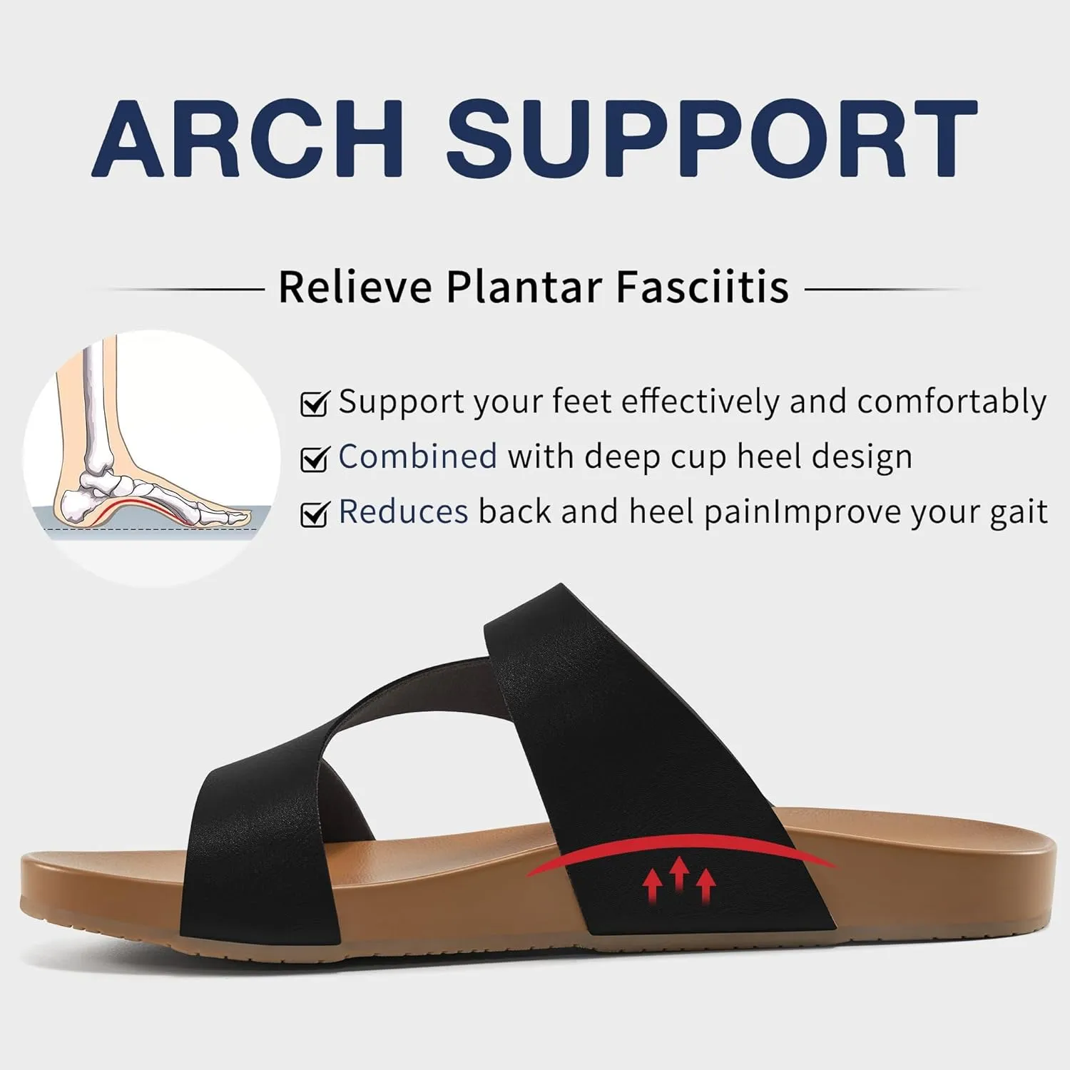 FUDYNMALC Women Orthopedic Slides Sandals: Comfortable Arch Support Shoes Summer Dressy Flat Slip On Walking Slippers
