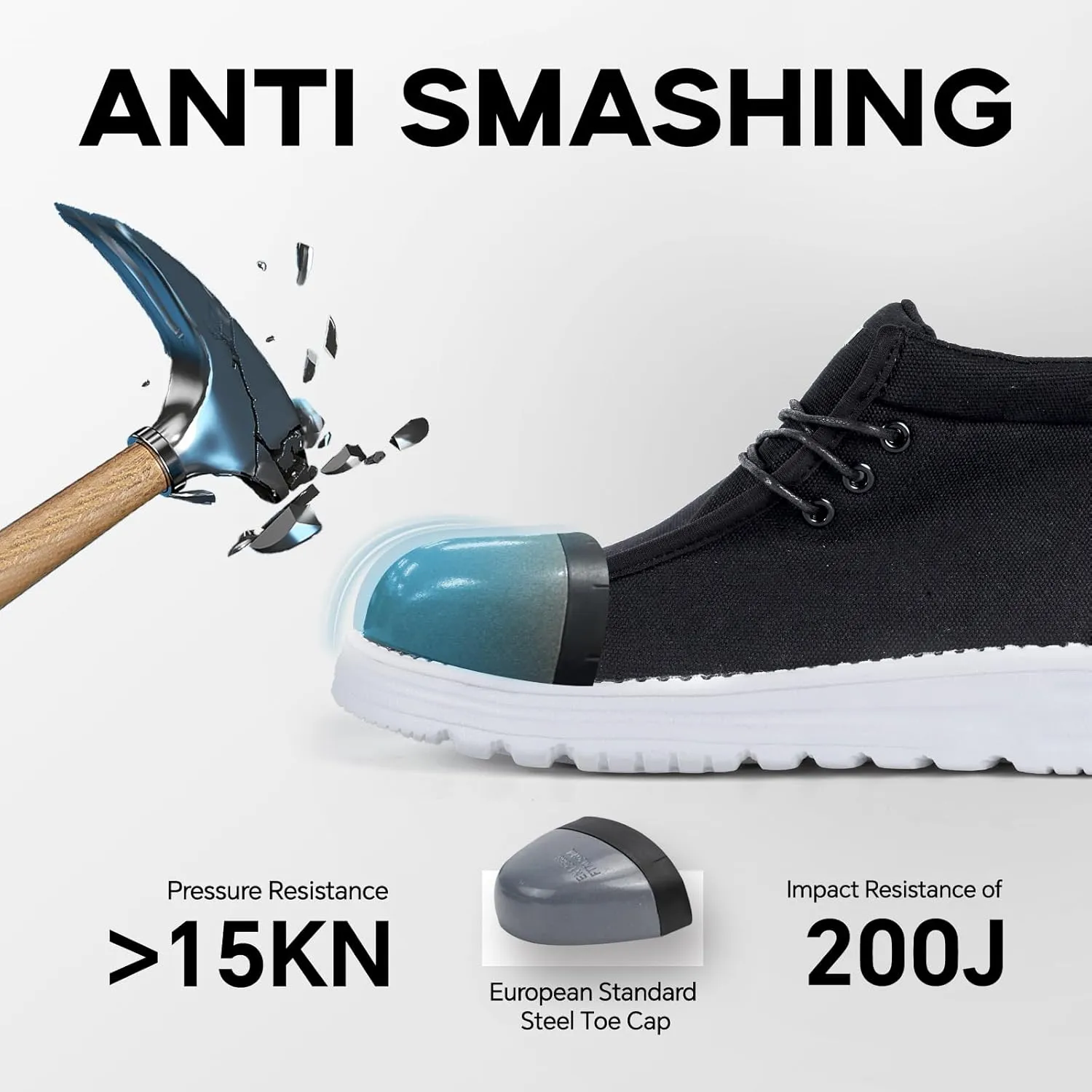 Furuian Steel Toe Shoes for Men High-top Safety Shoes for Men Lightweight Work Boots Canvas Steel Toe Sneakers Comfortable Work Loafers Zapatos De Trabajo para Hombres